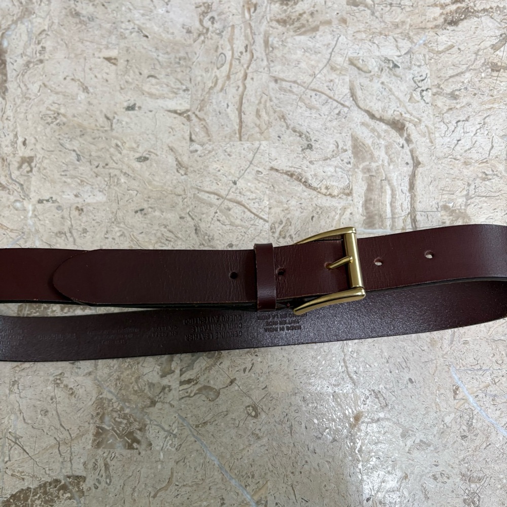 Genuine Leather Brown Belt India Golden Buckle Size M